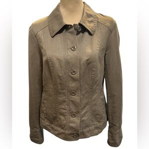 Tribal Brand Linen Blend Button Front & Sleeve Shacket Size 10 Collared Pockets.